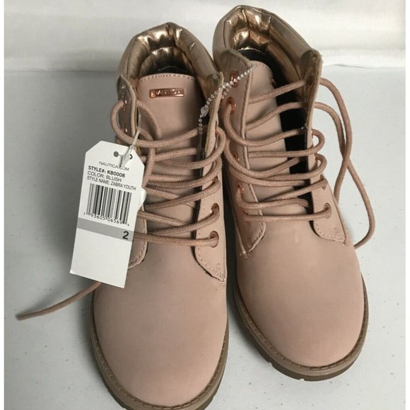 Girl’s Ankle Boots Nautica Zabra Little Girl Boots Lace Up Blush Size 2 #KB0008 - Picture 9 of 11